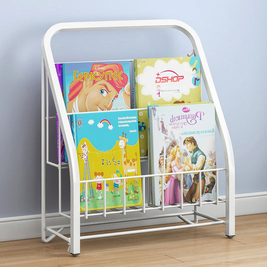 2-Tier Bookcase Storage Shelf Magazine Rack Organizer