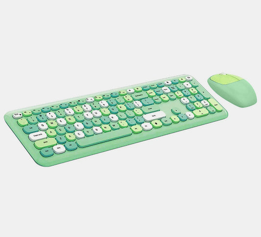 Wireless Mechanical Keyboard and Mouse Combo Set Green