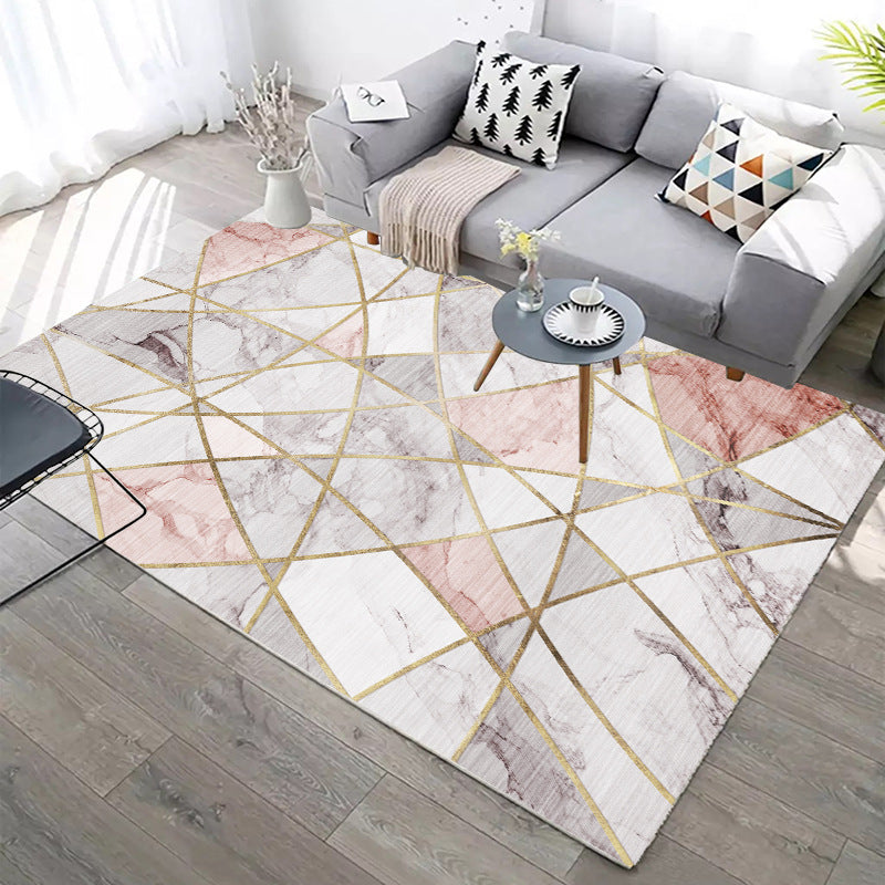 XL Extra Large 300 x 200 Luxury Plush Comfort Pink Marble Rug Carpet Mat