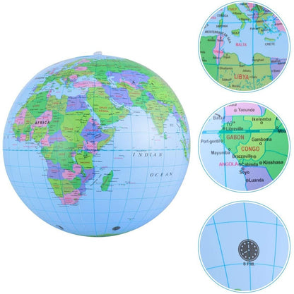 16" Inflatable Globe Earth World Map Beach Ball Fun Educational Toy