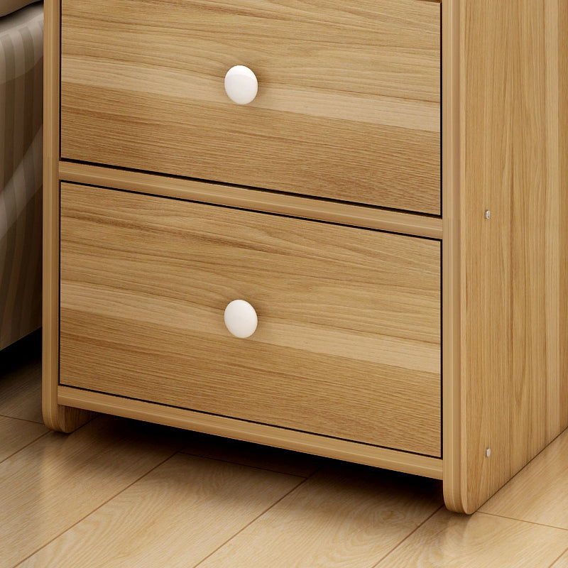 Tall Oak Bedside Table with Chest of Drawers and Shelf