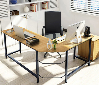 Double Workstation Modern Corner Office Computer Desk - Oak