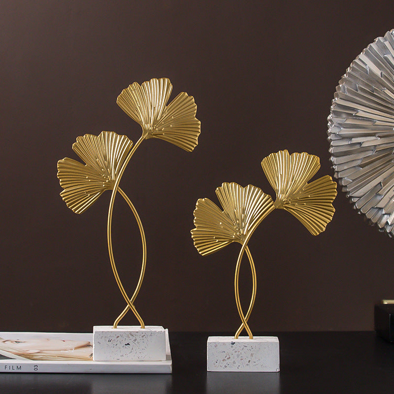 Elegant Ginkgo Leaves Sculpture Home Office Decor