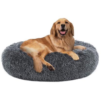 70cm Cozy Plush Soft Fluffy Pet Bed for Dogs and Cats Dark Grey