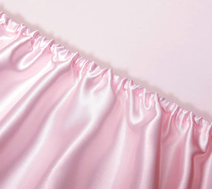 King Size Silky Satin Bed Sheet Set 4-Piece Soft and Smooth Pink