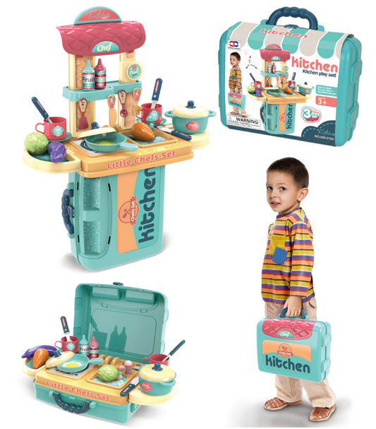 Kids 3 in 1 Kitchen Pretend Play Set Cooking Toy