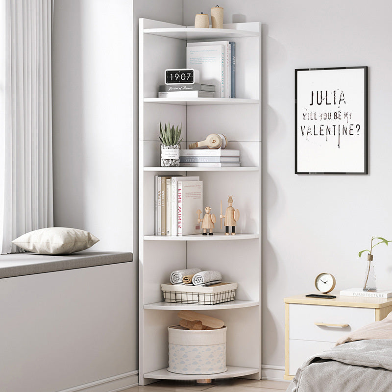 Stylish 6 Tier Wooden Corner Shelf Unit White