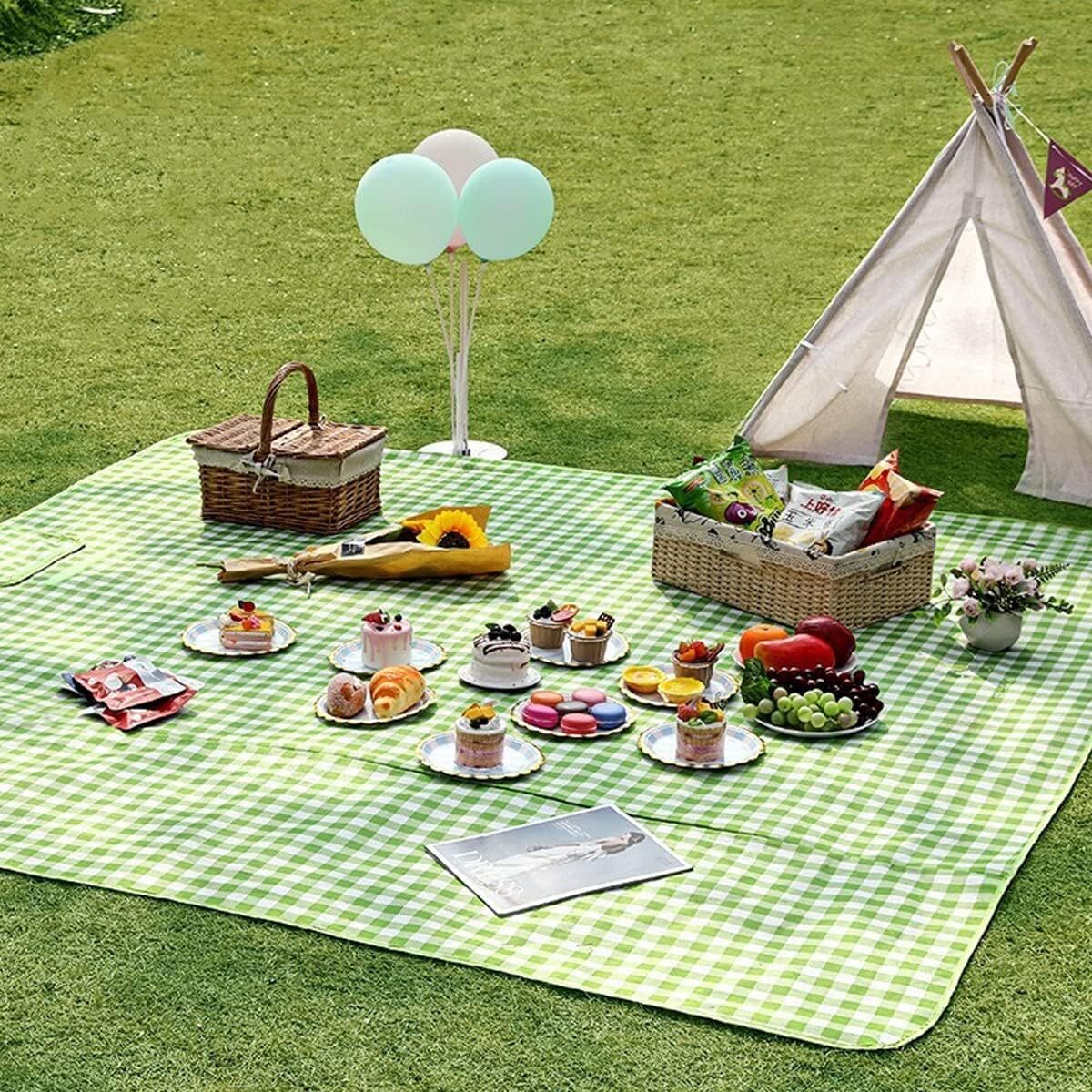 Extra Large Foldable Waterproof Outdoor Picnic Blanket Camping Beach Mat Green