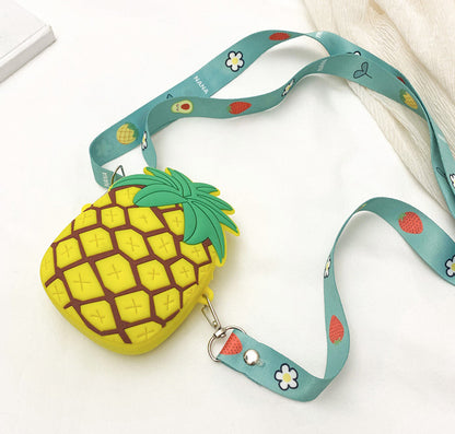 Cute Pineapple Silicone Crossbody Bag for Girls