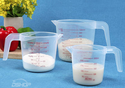 Pack of 3 Clear Measuring Cup for Accurate Kitchen Measurements (250mL, 500mL, 1000mL)