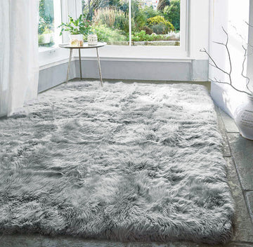 200 x 140 Soft Cozy Shag Rug for Luxe Bedroom Living Room Platinum