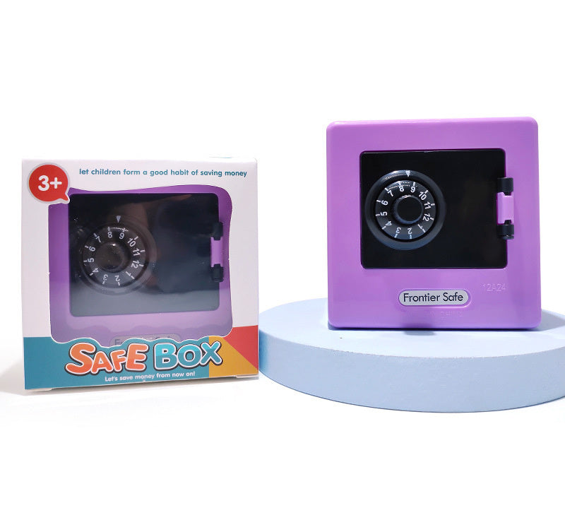 Secure Mini Piggy Bank Safe Deposit Box with Combination Lock Purple