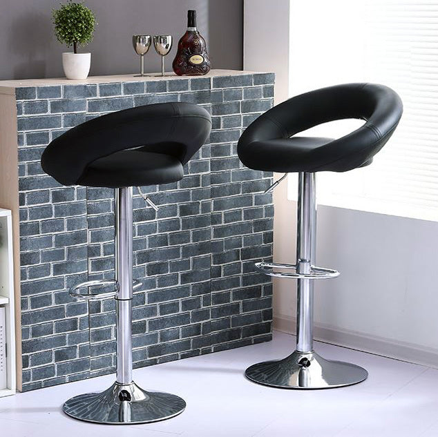 Set of 2 Stylish Modern Bar Stools for Kitchen Island Black