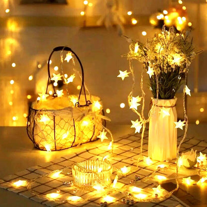 6m 40 LED Star String Lights for Home and Garden Decor