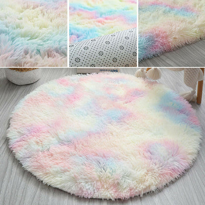 2m Large Infinity Round Shag Rug Soft Cozy Rainbow Dream