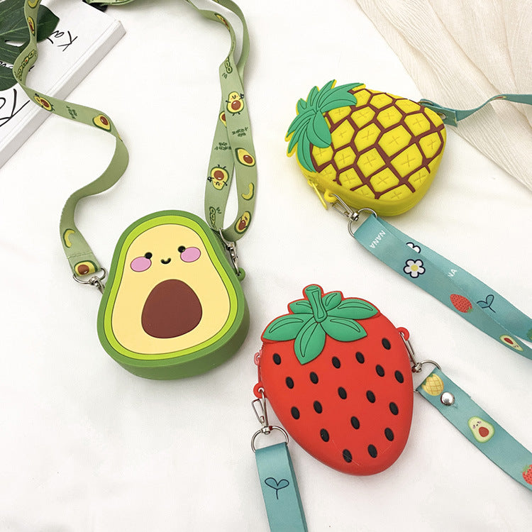 Cute Strawberry Silicone Crossbody Bag for Girls