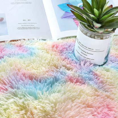 300 x 200 XL Plush Shag Rug for Living Room Rainbow