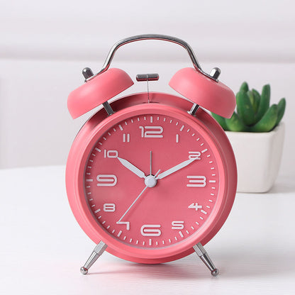 Charming Twin Bell Alarm Clock for Kids and Teens Pink