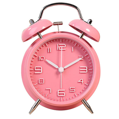 Charming Twin Bell Alarm Clock for Kids and Teens Pink