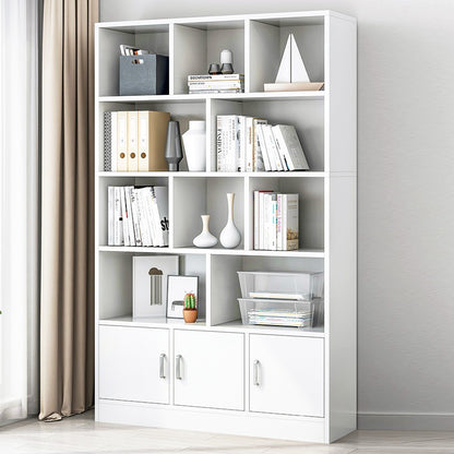 Spacious 10-Shelf 3-Door Wardrobe Cabinet Bookshelf White