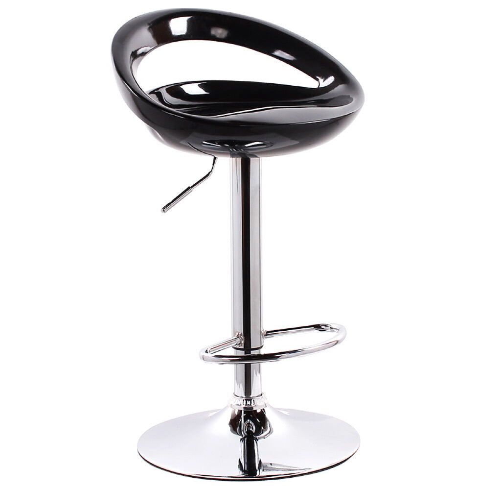 Set of 2 High Gloss Designer Bar Stools Modern Black