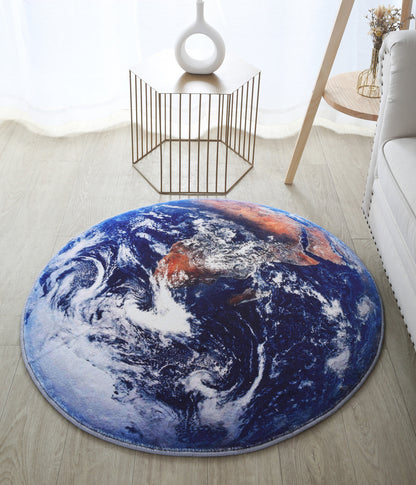 Luxury Plush Comfort Infinity Round Earth Planet World Rug