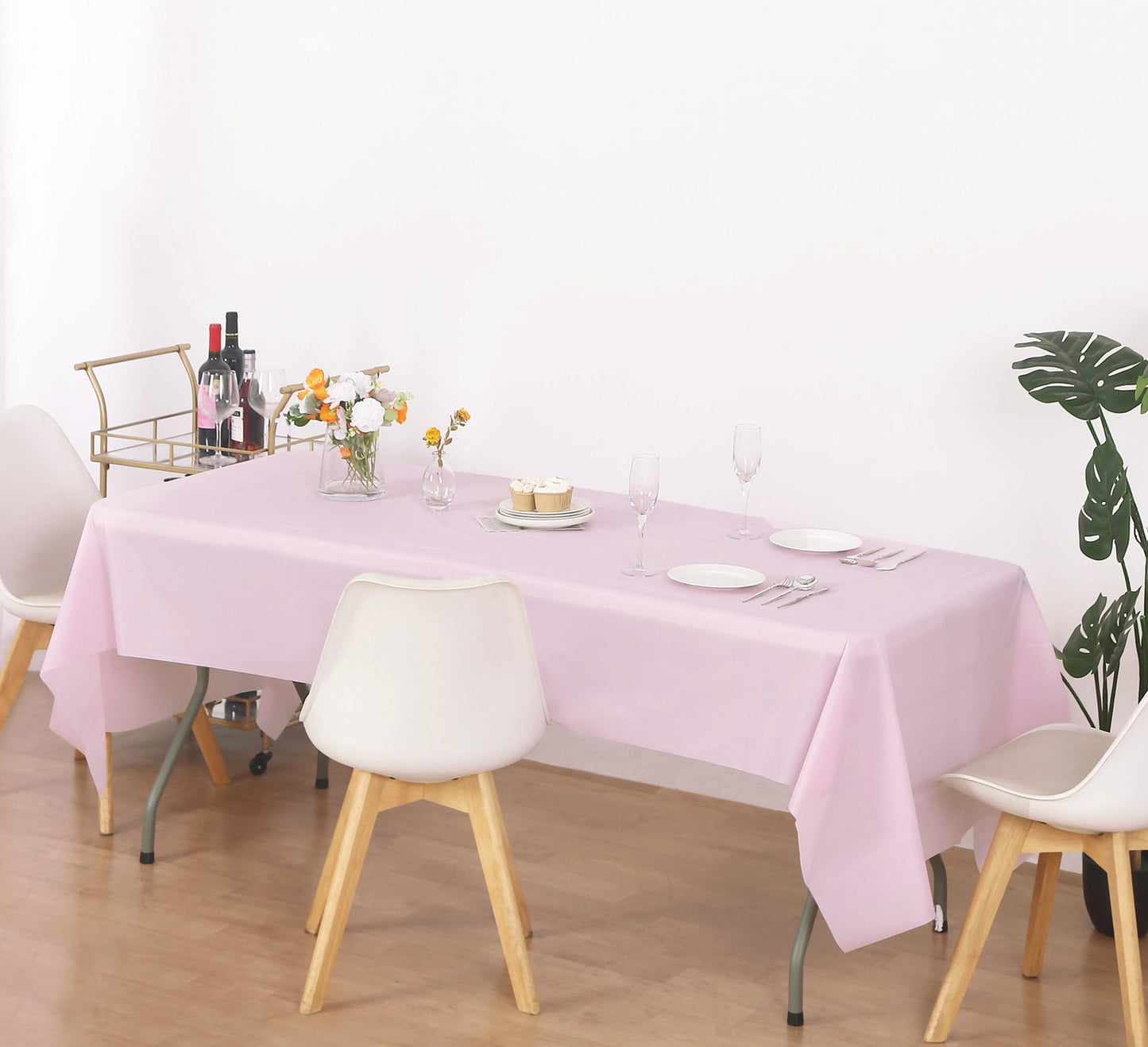 Large Disposable Party Tablecloth for Rectangle Tables Pink