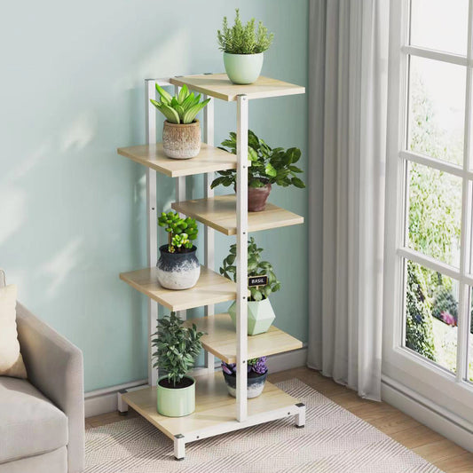 5-Tier Plant Stand Garden Shelf for Plants and Flowers White Oak