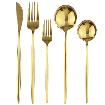 30 Piece Stainless Steel Cutlery Set Elegant Gold Flatware for Kitchen Dining