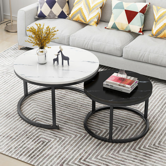 Luxor 2-in-1 Designer Marble Look Nested Coffee Tables