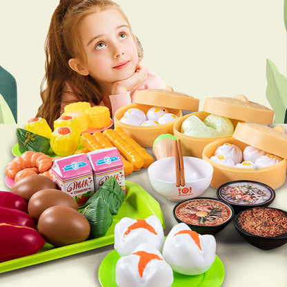 84-Piece Gourmet Restaurant Pretend Play Food Set for Kids