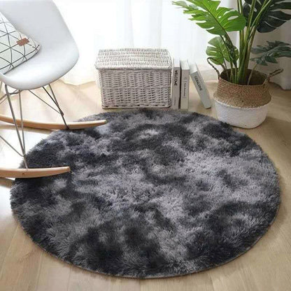 Infinity Round Soft Cozy Shag Rug Charcoal and Grey