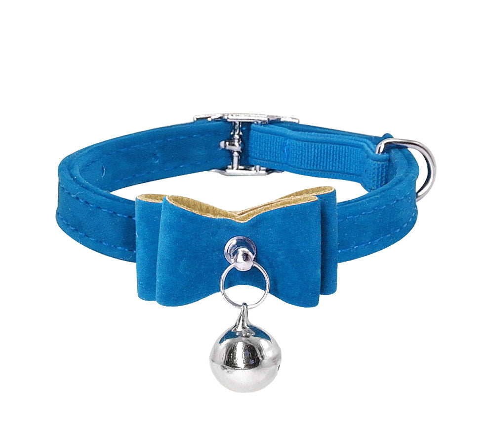 Adjustable Cute Kitten Bowtie Collar with Bell Blue