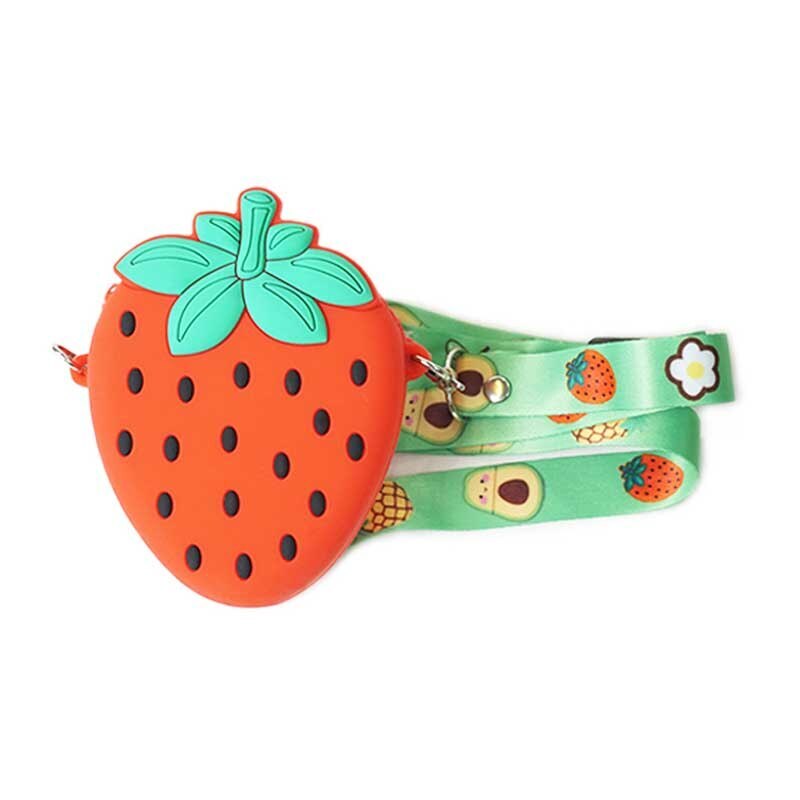 Cute Strawberry Silicone Crossbody Bag for Girls