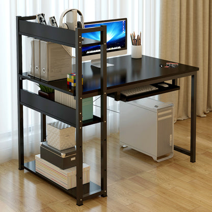 Modern Computer Desk with Storage Shelves for Home Office