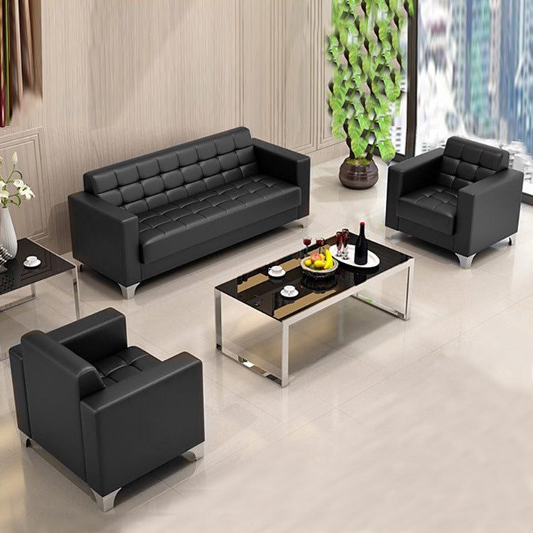 Modern Minimalist Leather Single Seater Sofa Black