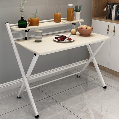 100cm Smart Space-Saving Folding Desk with Shelf White