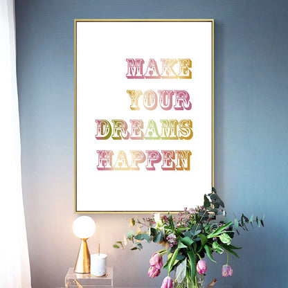 40cm x 60cm Inspirational Wall Art Make Your Dreams Happen Canvas