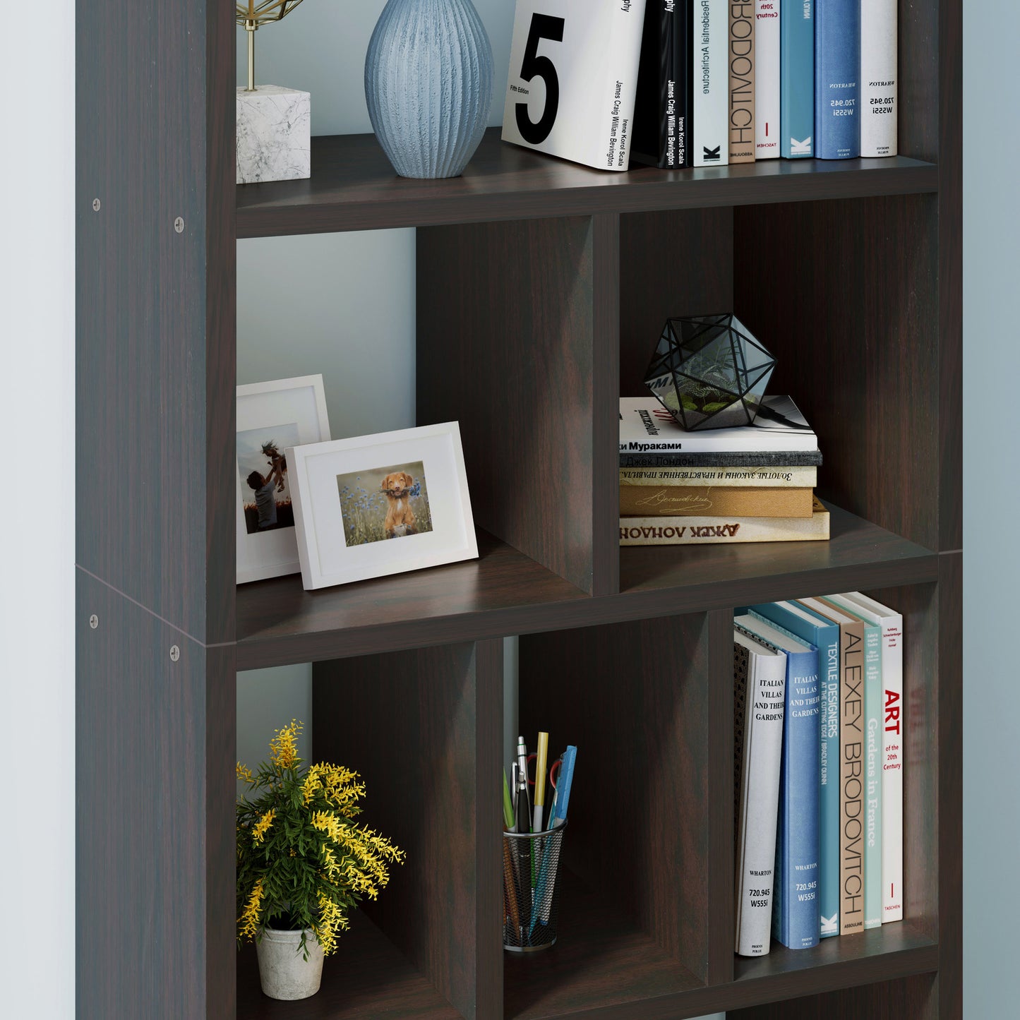 1800mm Streamline Tall Display Shelf Bookshelf Organizer Black Walnut