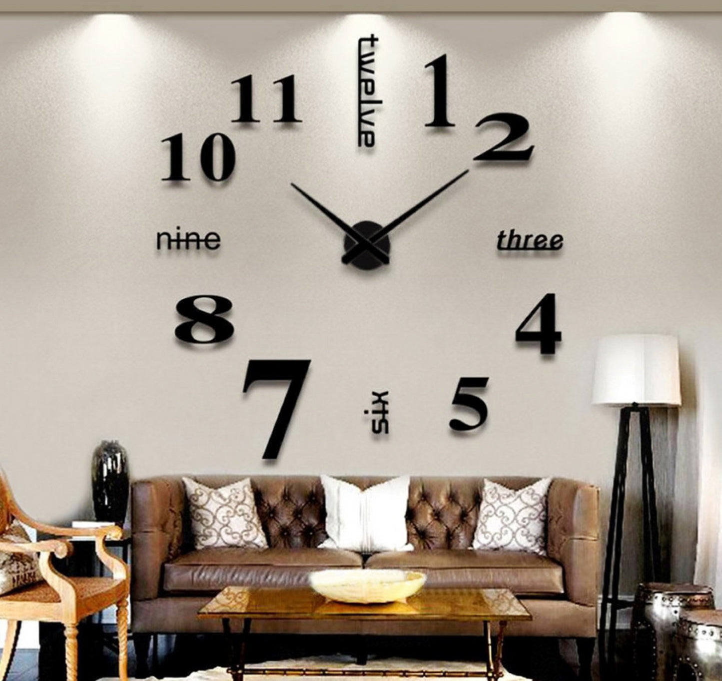 Large Modern DIY Wall Clock Home Decoration Black