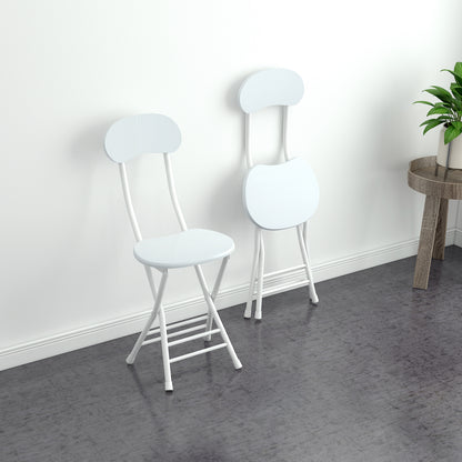 Elegant Wood and Steel Folding Chair White