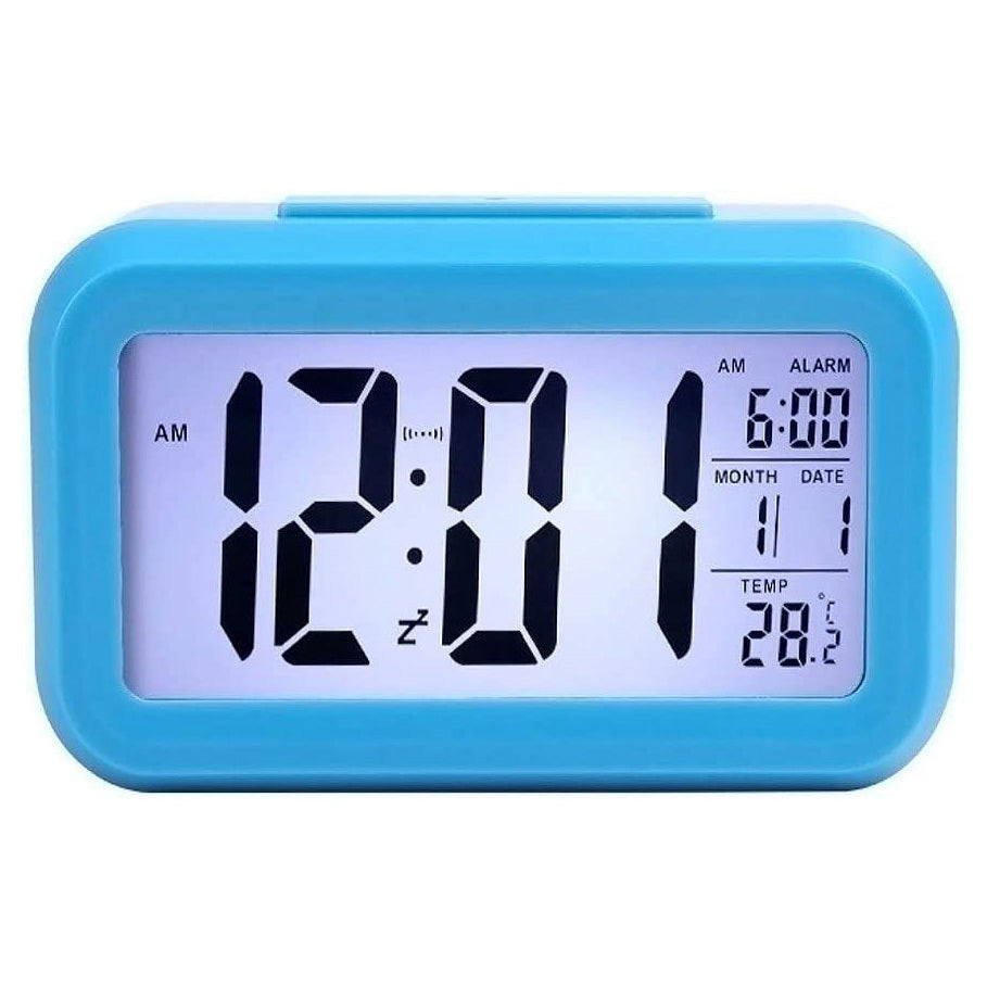 Smart Digital Sensor Alarm Clock with Automatic Light and Snooze Function Blue