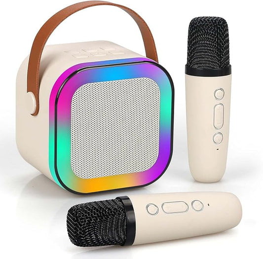 Portable Bluetooth Karaoke Speaker with Dual Wireless Microphones LED Lights