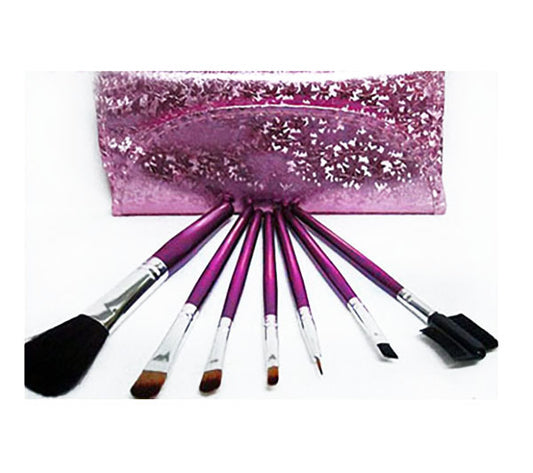 7 Piece Professional Makeup Brush Set with Stylish Purse