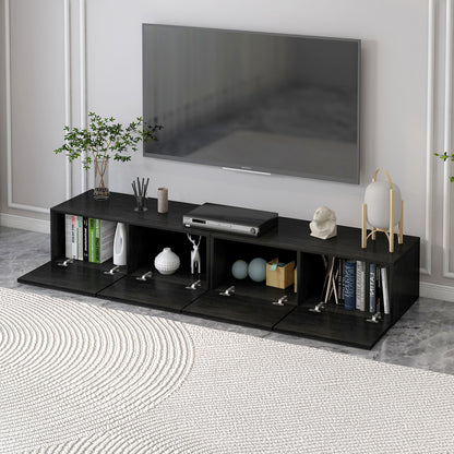 2 Piece Claro Elegant Wooden Coffee Table and 2m TV Cabinet Set Black