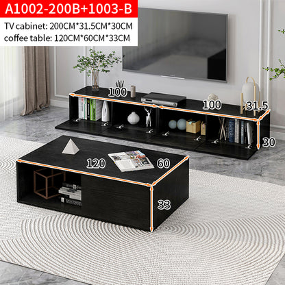 2 Piece Claro Elegant Wooden Coffee Table and 2m TV Cabinet Set Black