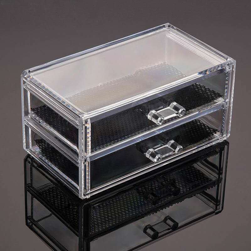 Clear Crystal 2-Drawer Cosmetic and Jewelry Organizer Box