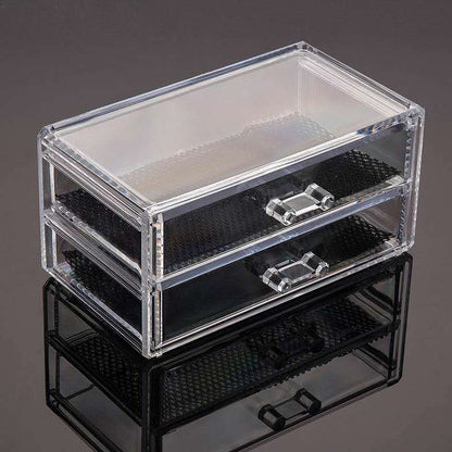 Clear Crystal 2-Drawer Cosmetic and Jewelry Organizer Box