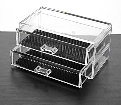 Clear Crystal 2-Drawer Cosmetic and Jewelry Organizer Box