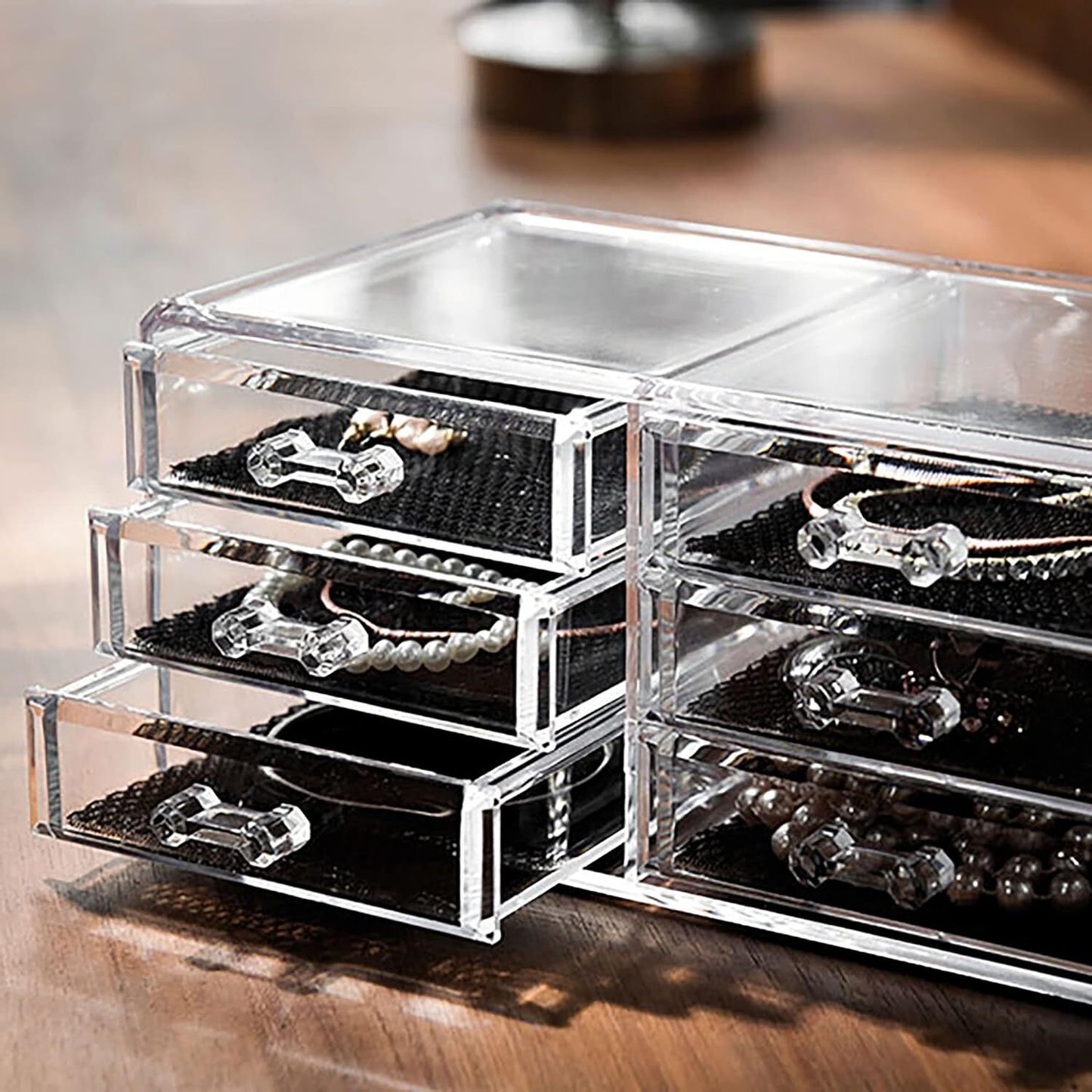 6-Drawer Crystal Clear Acrylic Makeup Organizer Jewellery Storage Box